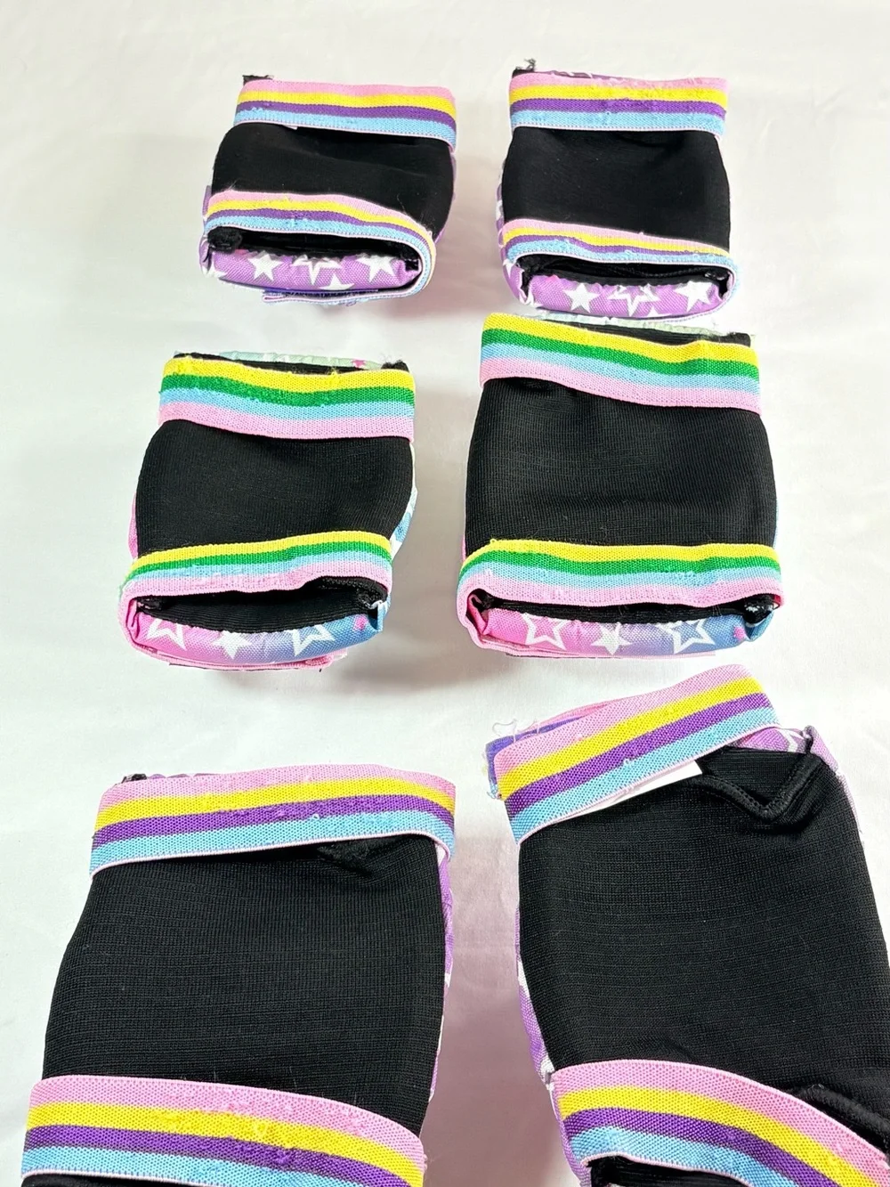 Kids Protective Knee and Elbow Pads 3 pairs - Purple & Pastel Star Mix